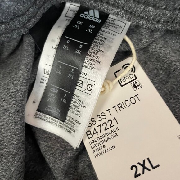 Adidas Essentials 3 Stripe Tricot Joggers Mens Size XXL 2XL Dark Gray New - Picture 3 of 5